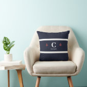 Coussin Bandes blanches de la marine marine (Chaise)