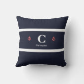 Coussin Bandes blanches de la marine marine (Verso)