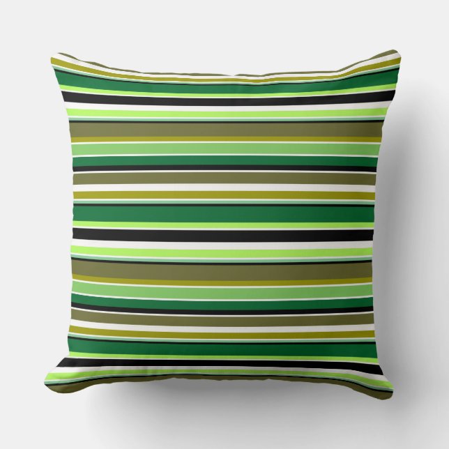 Coussin Bandes blanches vert mignonne (Recto)