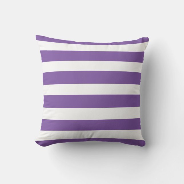 Coussin Bandes blanches violettes classiques (Recto)