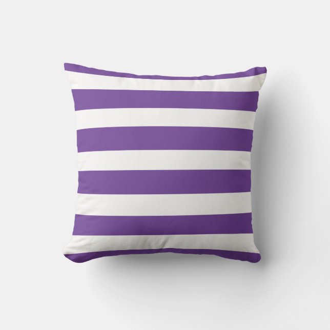 Coussin Bandes blanches violettes classiques (Recto)