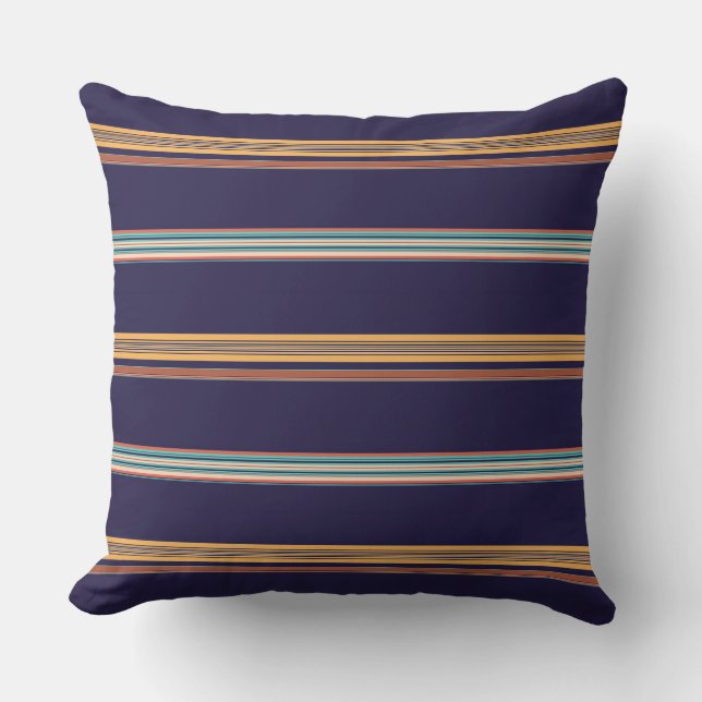 Coussin Bandes bleu rétro (Recto)