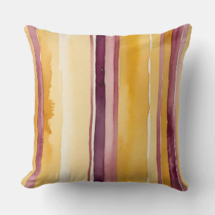Coussin bandes bordeaux et jaunes
