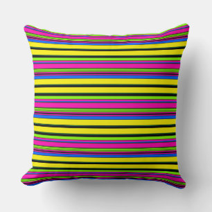 Coussin Bandes colorées jaunes mignonnes