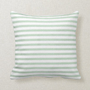 Coussin Bandes d'aquarelle verte à la menthe