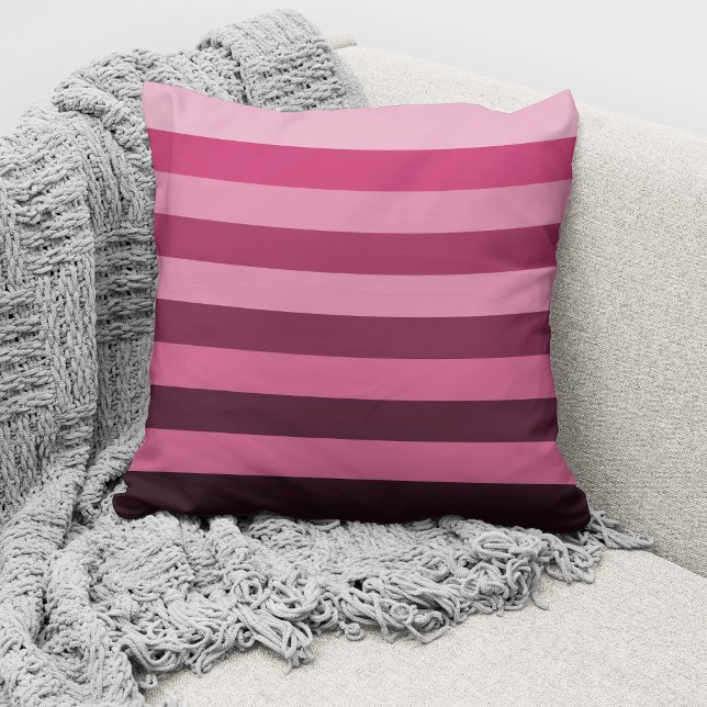 Coussin Bandes de blocs de couleur rose moderne (Créateur téléchargé)