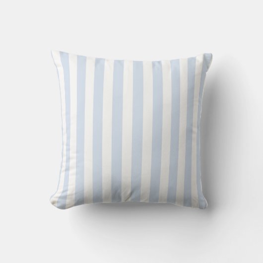 Coussin Bandes de bonbons bleu pâle et blanc (Recto)