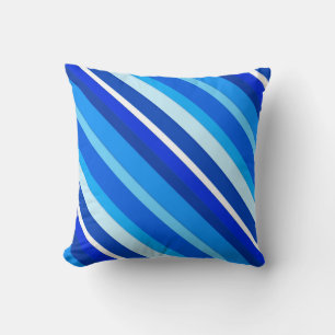 Coussin Bandes de bonbons en couche - cobalt et bleu pâle