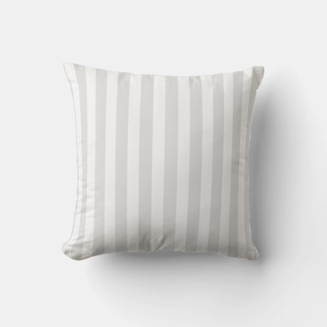 Coussin Bandes de bonbons gris clair et blanc (Recto)