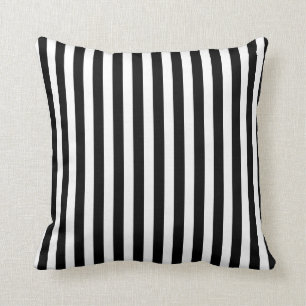 Coussin Bandes de bonbons noir et blanc