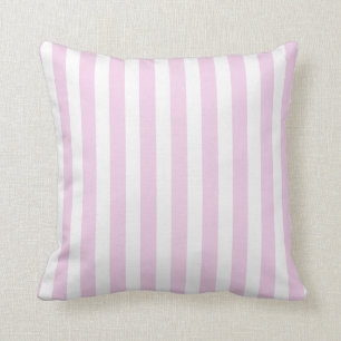 Coussin Bandes de bonbons rose pâle et blanc