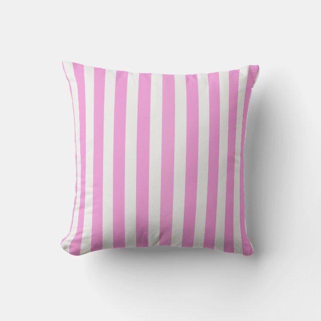 Coussin Bandes de bonbons roses et blanches (Recto)