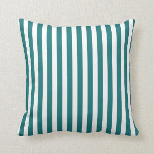 Coussin Bandes de bonbons turquoises et blanches