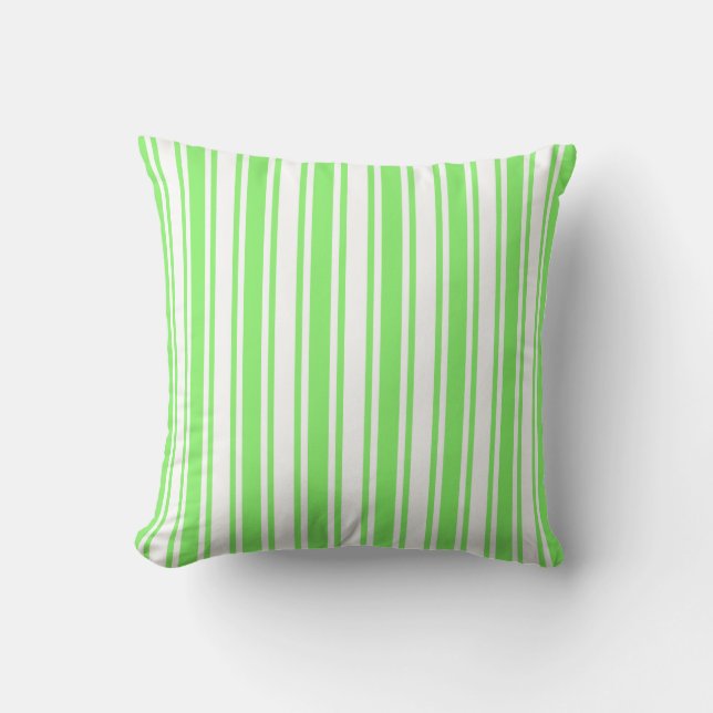 Coussin Bandes de bonbons vert et blanc de chaux (Recto)