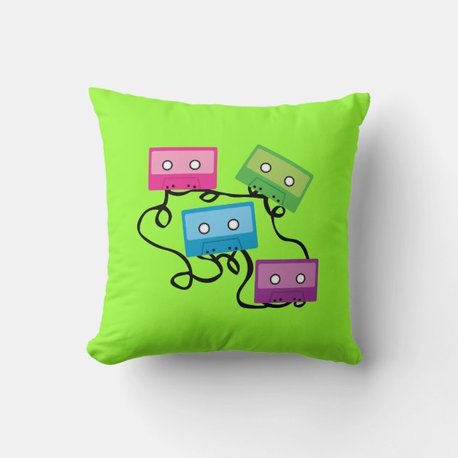 Coussin Bandes de cassettes colorées (Recto)