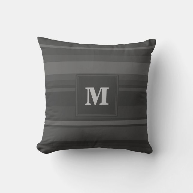 Coussin Bandes de charbon de monogramme (Recto)
