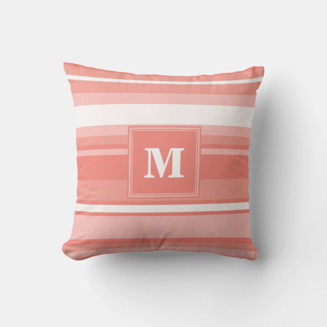 Coussin Bandes de corail monogramme (Recto)