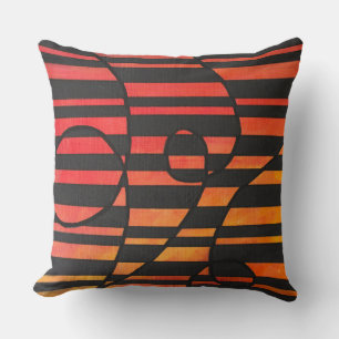 Coussin Bandes de coucher de soleil abstrait avec des form