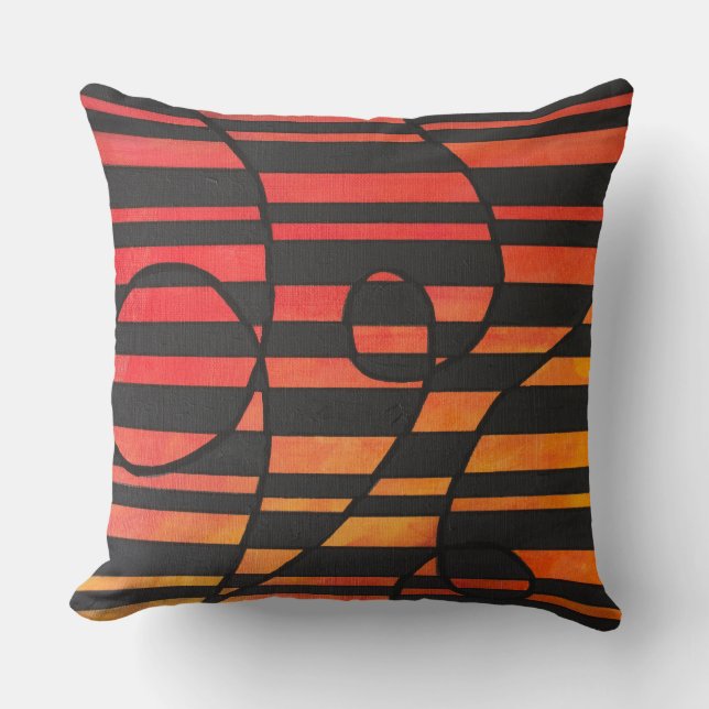 Coussin Bandes de coucher de soleil abstrait avec des form (Recto)