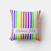 Coussin Bandes de couleur arc-en-ciel Monogrammes mignons (Recto)