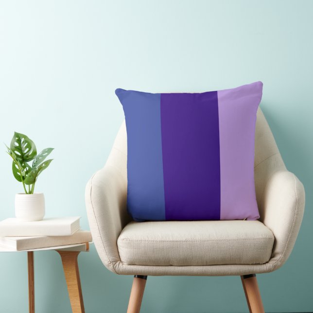 Coussin Bandes de couleur Trois nuances de bleu lilas (Chaise)