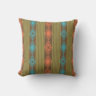 Coussin Bandes de diamants Boho Multicolores