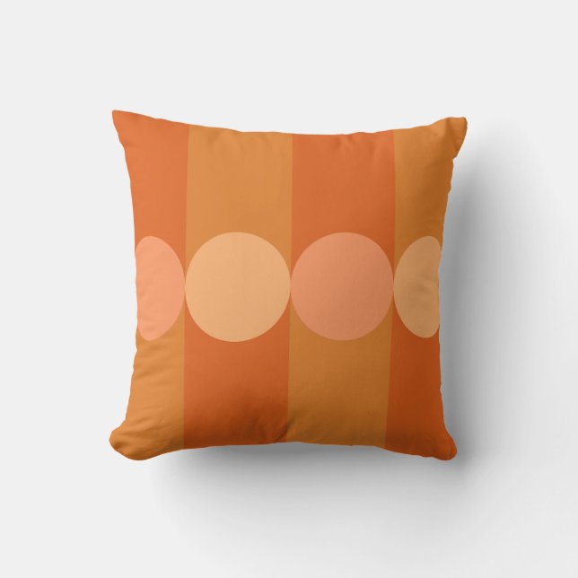 Coussin Bandes de géométrie rétro Cercles orange (Recto)