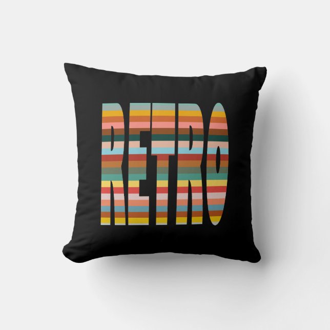 Coussin Bandes de mots rétro colorés  (Recto)