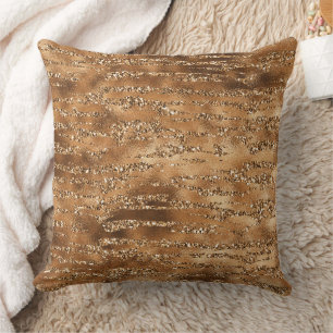 Coussin Bandes de Parties scintillant Brown or