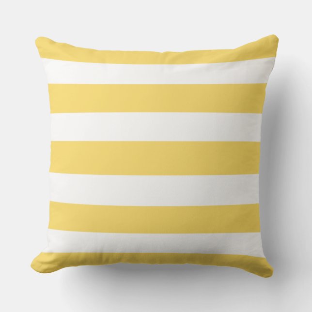 Coussin Bandes De Transats Jaunes Et Blanc (Recto)