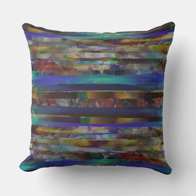 Coussin Bandes déchirées de textures numériques colorées (Recto)