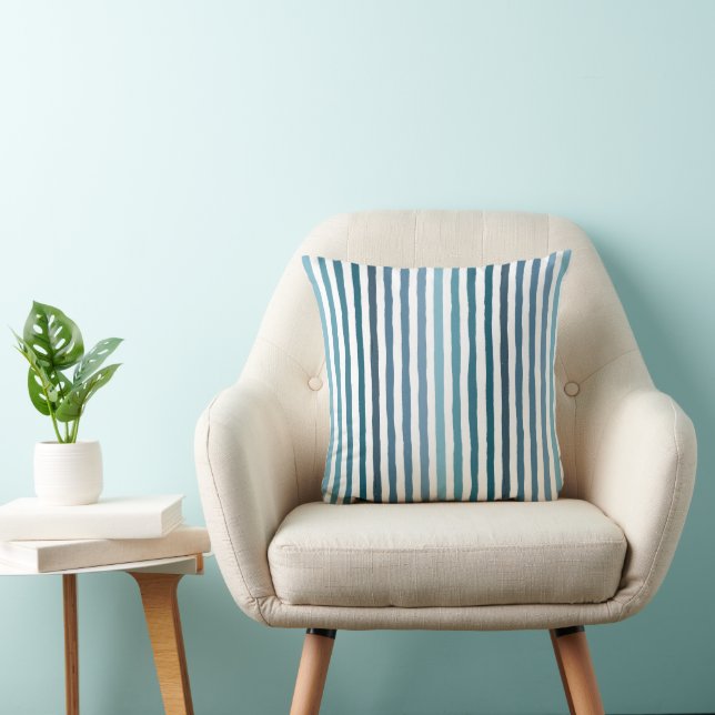 Coussin Bandes dessinées à la main dans les tons bleu d'in (Chaise)