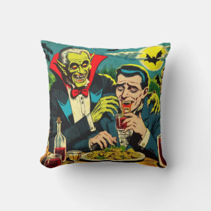 Coussin Bandes dessinées de vampires d'horreur vintage