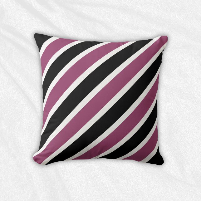 Coussin Bandes diagonales noires violettes (Créateur téléchargé)