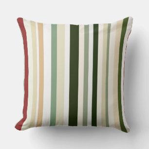 Coussin Bandes d'olivier, de vert et de rouge