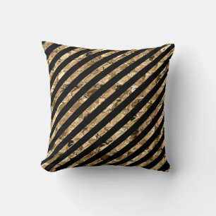 Coussin Bandes d'or sur noir