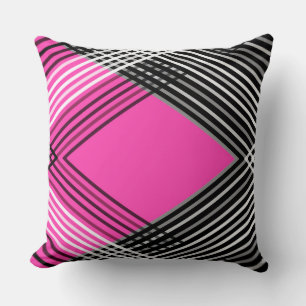 Coussin Bandes entrelacées en noir et blanc et gris sur un