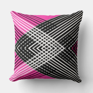 Coussin Bandes entrelacées en noir et blanc et gris sur un