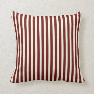 Coussin Bandes fines classiques en rouge brique et en crèm