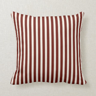 Coussin Bandes fines classiques en rouge brique et en crèm