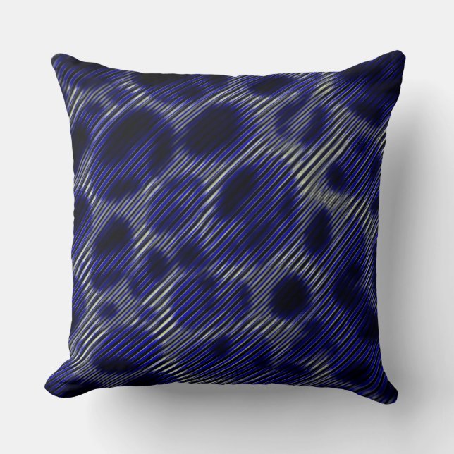 Coussin Bandes gris et étranges cercles bleus (Recto)