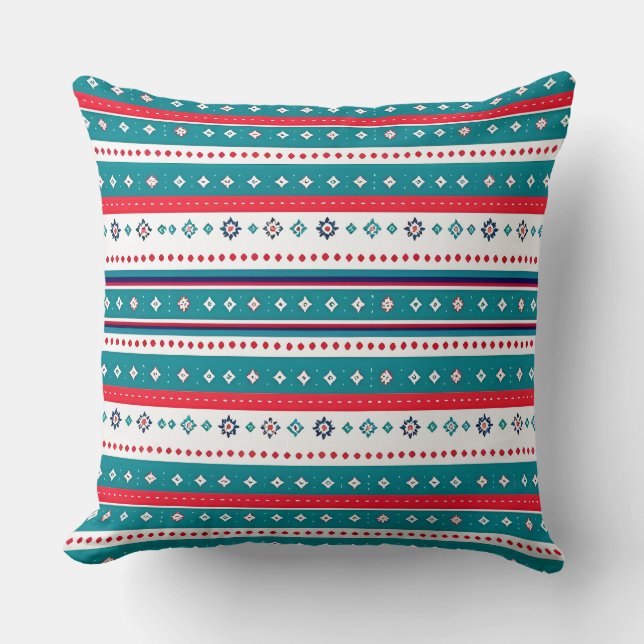 Coussin Bandes horizontales rouges et vertes Lancer l'orei (Recto)