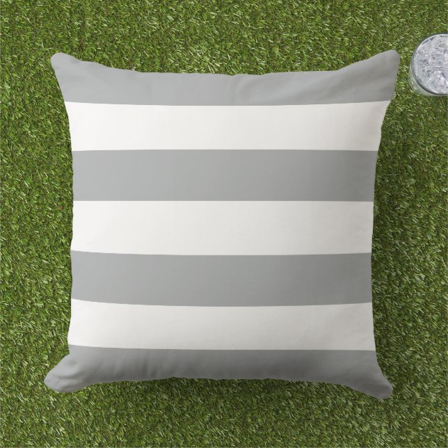 Coussin Bandes horizontales simples gris classique (Herbe)