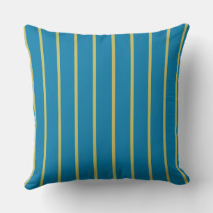 Coussin bandes jaune et bleu