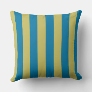 Coussin bandes jaune et bleu