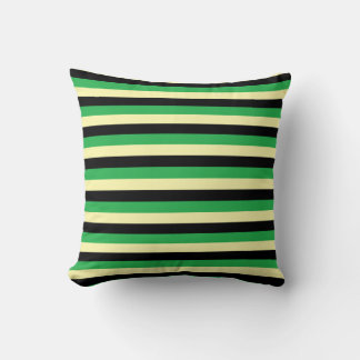 Coussin Bandes jaune pâle, noire et verte
