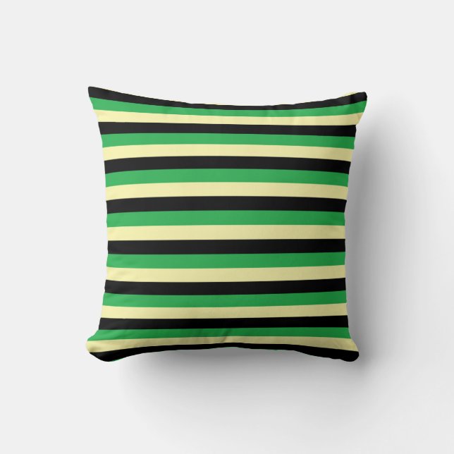 Coussin Bandes jaune pâle, noire et verte (Recto)