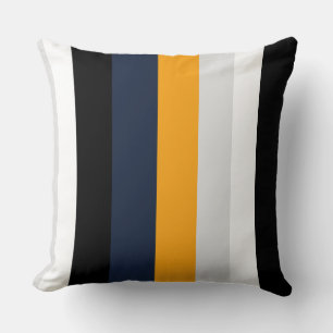 Coussin Bandes jaunes, bleues, blanches et noires