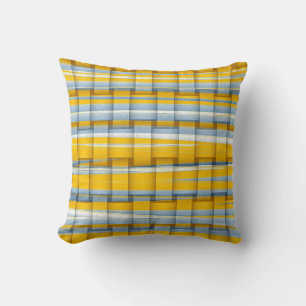 Coussin Bandes jaunes et grises design graphique rétro
