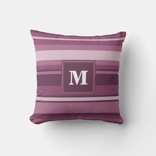 Coussin Bandes mauve monogrammes (Recto)